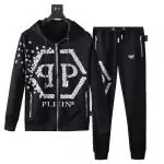 survetements ensemble jogging philipp plein noir qp logo center